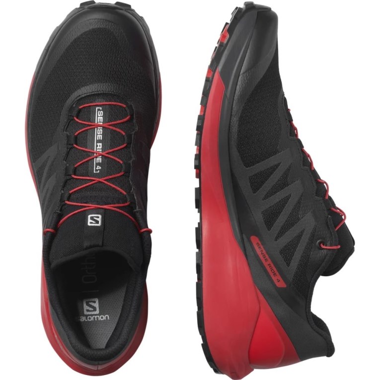 Tenis Para Trail Running Salomon Sense Ride 4 Hombre Negros Rojos | MX XRTE274